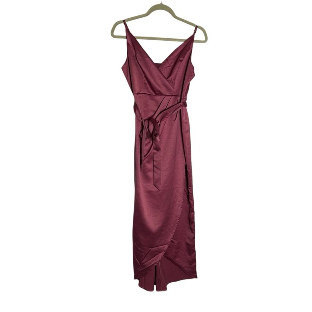 NWT Essue Pink Blush Mauve V Neck Maternity Faux Wrap Dress Size Small